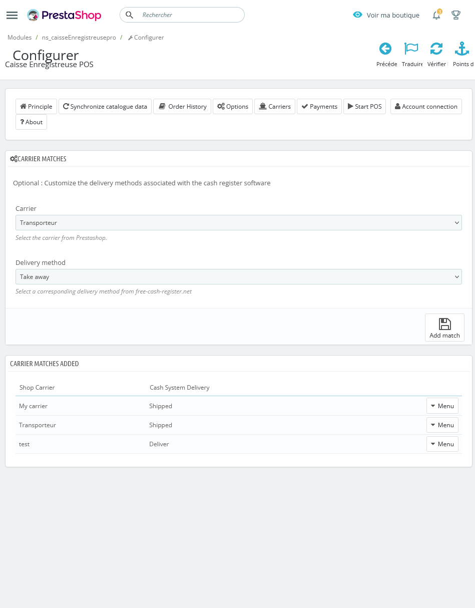 Options de configuration